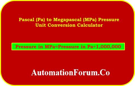 Megapascal to Pascal (MPa to Pa) Conversion .